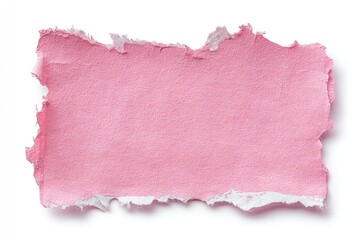 Obraz premium A torn rectangular piece of pink paper with textured edges, casting a soft shadow