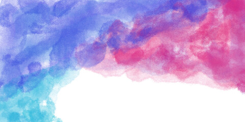 Vibrant Blue Pink and Purple Watercolor Smoke Nebula on Transparent Background