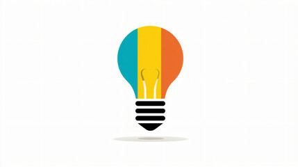 Obraz premium Multicolored lightbulb with cyan, yellow, and orange hues, symbolizing creativity and innovation