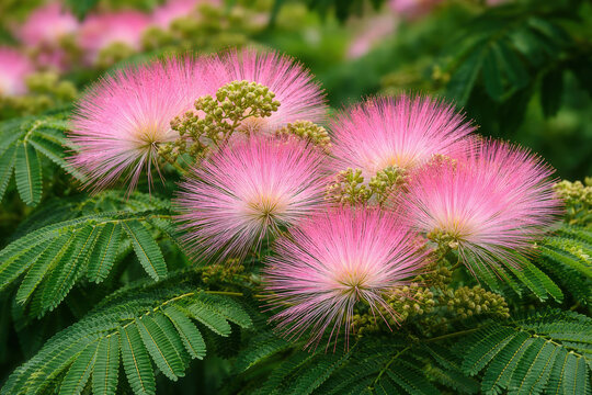 Silk tree Ombrella flower - Latin name - Albizia julibrissin Ombrella