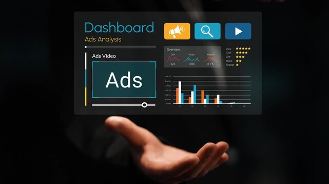 Interactive dashboard for ads analysis showcasing data visualization, graphs, charts, and metrics for digital marketing performance evaluation Gluon.