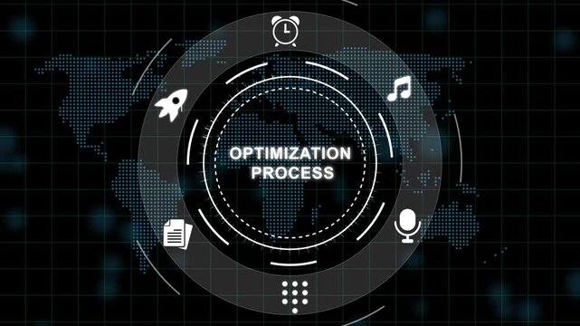 Optimization Process Concept with Infographic on Dark Background business optimization process improvement