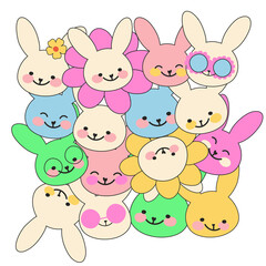 Obraz premium Pastel bunny portraits in soft, soothing pastel hues.