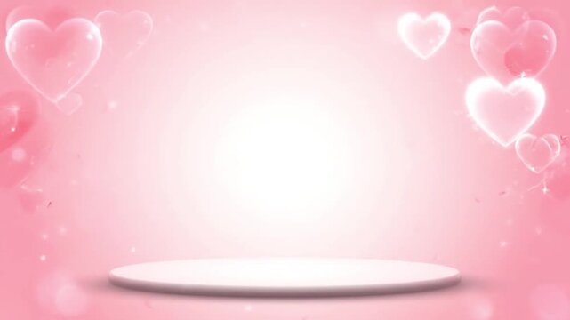 Pink Background with Hearts and Platform.