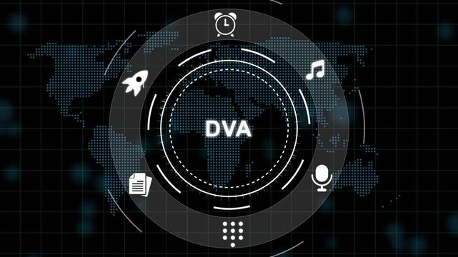 DVA Digital Interface Display with and on Dark Background technology 4K.