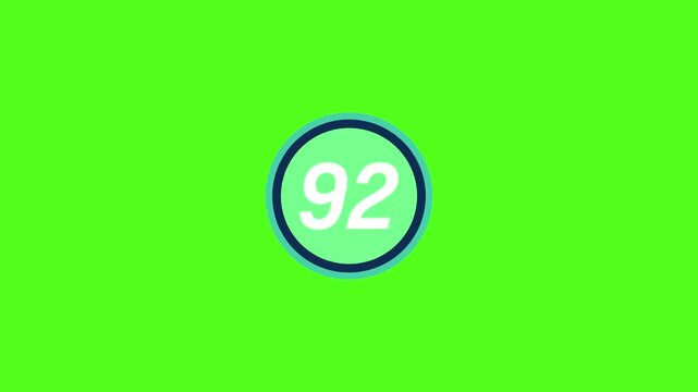 A bright green screen with a circular logo displaying the number 92 in white.