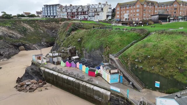 Aerial view over Newquay Cornwall