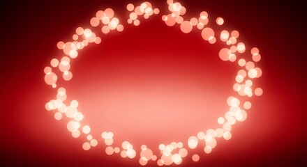 Obraz premium Glowing Circle of Light on Red Background.
