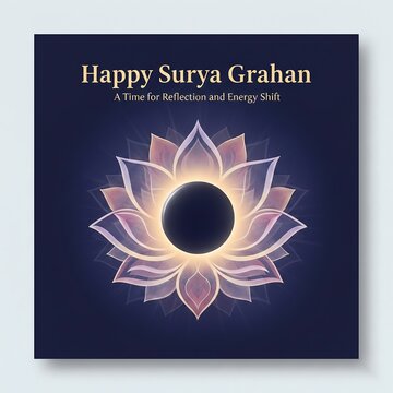 Celebrating surva grahan with a mystical lotus and solar eclipse artwork