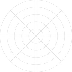 Obraz premium Black line radial grid texture on white background. FUI science round grid backdrop. Math or technological notebook blank circular sheet.