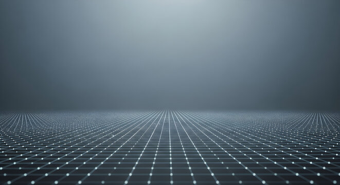 Abstract digital grid floor with futuristic empty space
