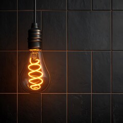 light bulb on black background