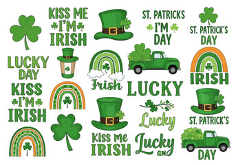 Fototapeta premium St patricks day themed graphics and sayings collection