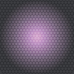 Purple gradient honeycomb pattern background, hexagonal texture with light effect, for website or presentation template