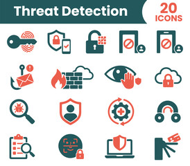 Fototapeta premium Threat Detection Icons for Cybersecurity and Network Safety