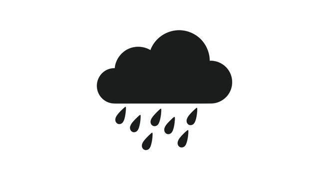 Simple black icon depicting a cloud with raindrops falling below it
