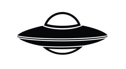 Simple black silhouette of a classic flying saucer spaceship design © Rabbi