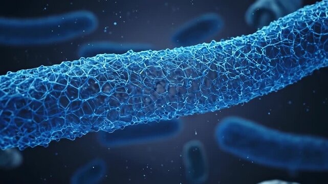 Abstract 3D representation of bacteria in a digital environment.