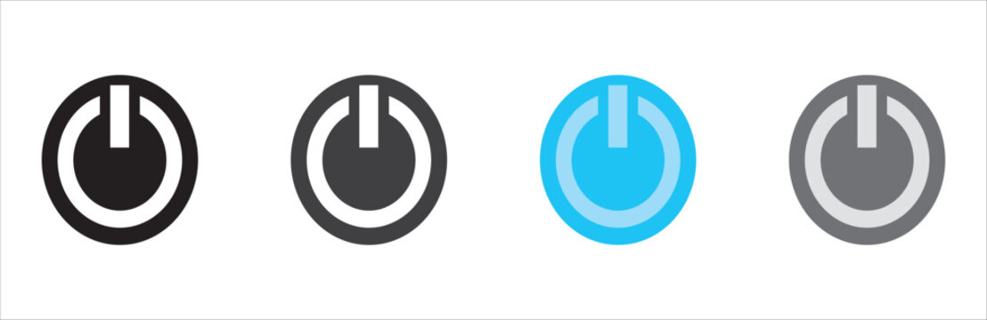 Power button icons set minimal design on off switch symbols vector illustration flat style