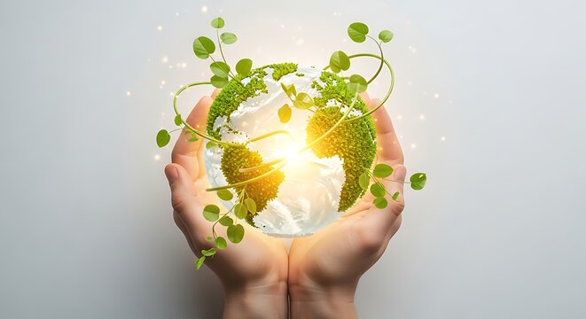 Global sustainability concept with hands holding globe