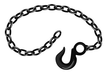 Industrial Steel Chain and Hook Clipart &ndash; Bold Outline Vector Design