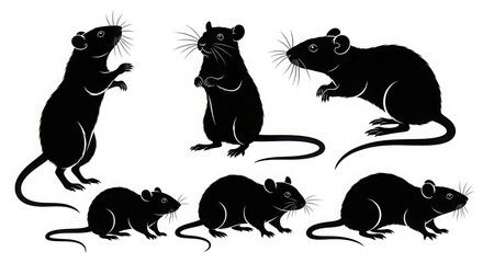 Obraz premium Silhouettes of rodents in various dynamic poses and sizes
