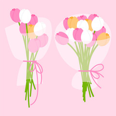 A set of two delicate bouquets of spring tulips for Mother's Day