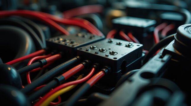 Primer plano de la intrincada electr&oacute;nica del autom&oacute;vil