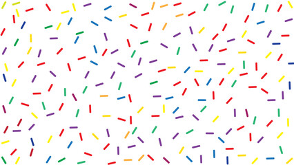 Random Assortment of Brightly Colored Sprinkles on White, Festive Background