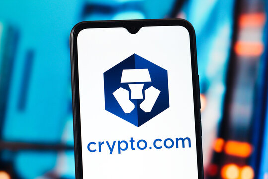 In this photo illustration, the crypto.com logo is seen displayed on a smartphone screen.
