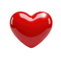 A shiny red heart symbol on a plain white background. isolated on transparent background
