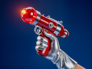 hand with retro space gun