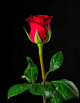 Secuencia visual sobre fondo negro que muestra el ciclo de vida de una rosa roja, desde un capullo cerrado hasta su florecimiento completo en etapas detalladas.