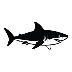 Obraz premium Black and white shark silhouette predator