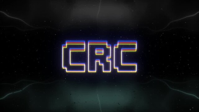 CRC Neon text with retro background