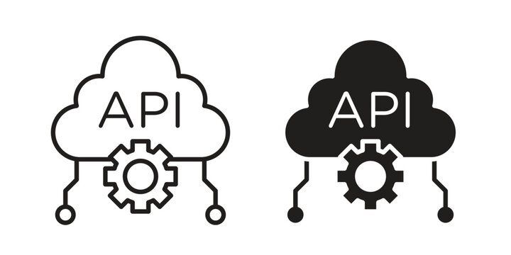 API icon. Outline and flat icons collection. EPS10