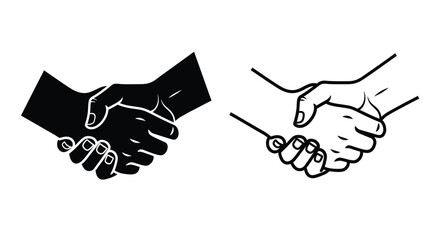 Fototapeta premium Two hands shaking in contrasting styles a bold silhouette