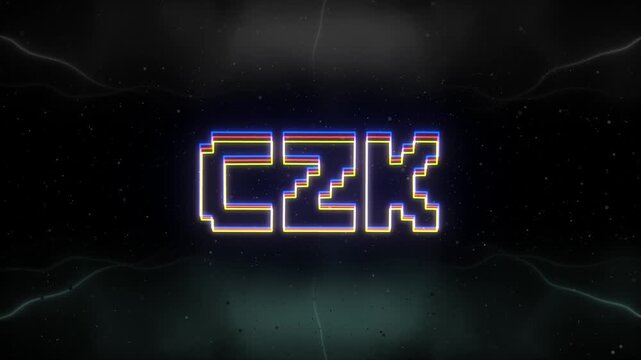 CZK Neon text with retro background