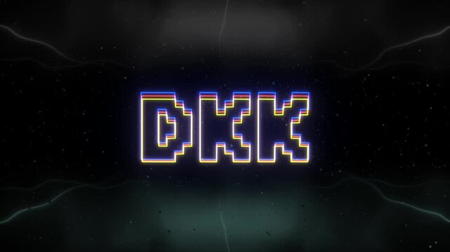 DKK Neon text with retro background