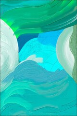 Abstract blue and green background. Digital compositing in the form of a background graphic with acrylic texture.