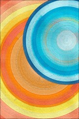 Abstract orange, yellow and blue background with circles. Digital compositing in the form of a background graphic with acrylic texture.