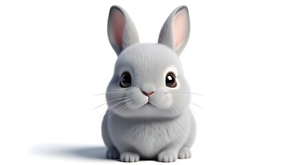 A small grey rabbit figurine with large ears and eyes