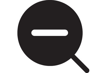 Magnifying glass icon with minus sign in black and white design for interface elements featuring ui element, search, zoom out with graphic resource and minimalist elements for digital asset,