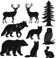 Obraz premium vector silhouettes of animals
