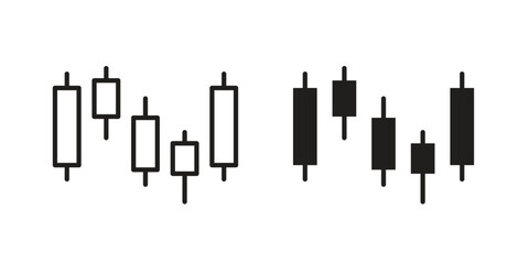 Fototapeta premium Chart candlestick icon. Outline and flat icons collection. EPS10