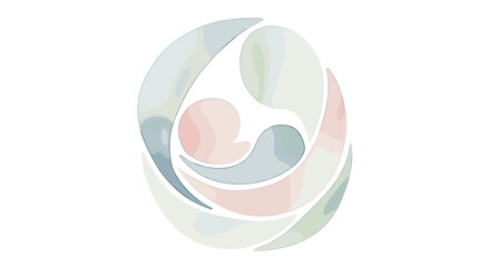Obraz premium Abstract illustration of a mother cradling her baby in soft colors 