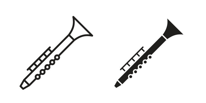 Clarinet icon. Outline and flat icons collection. EPS10