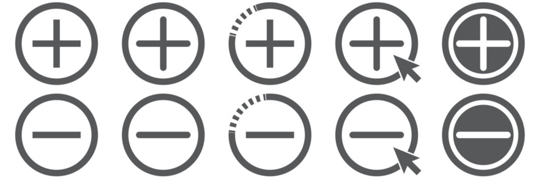 Plus and minus sign addition subtraction math icon