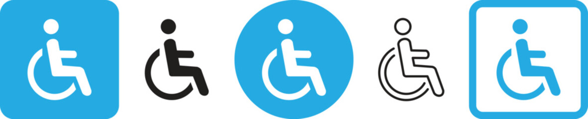 Set of wheelchair accessibility symbols in various styles © Waqas
