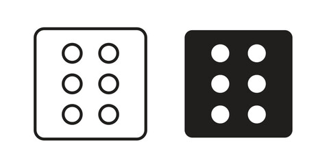 Dice six icon. Outline and flat icons collection. EPS10